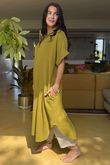 Made in Italy Paulo Pillow Cotton Shirt Dress Dirty Olive